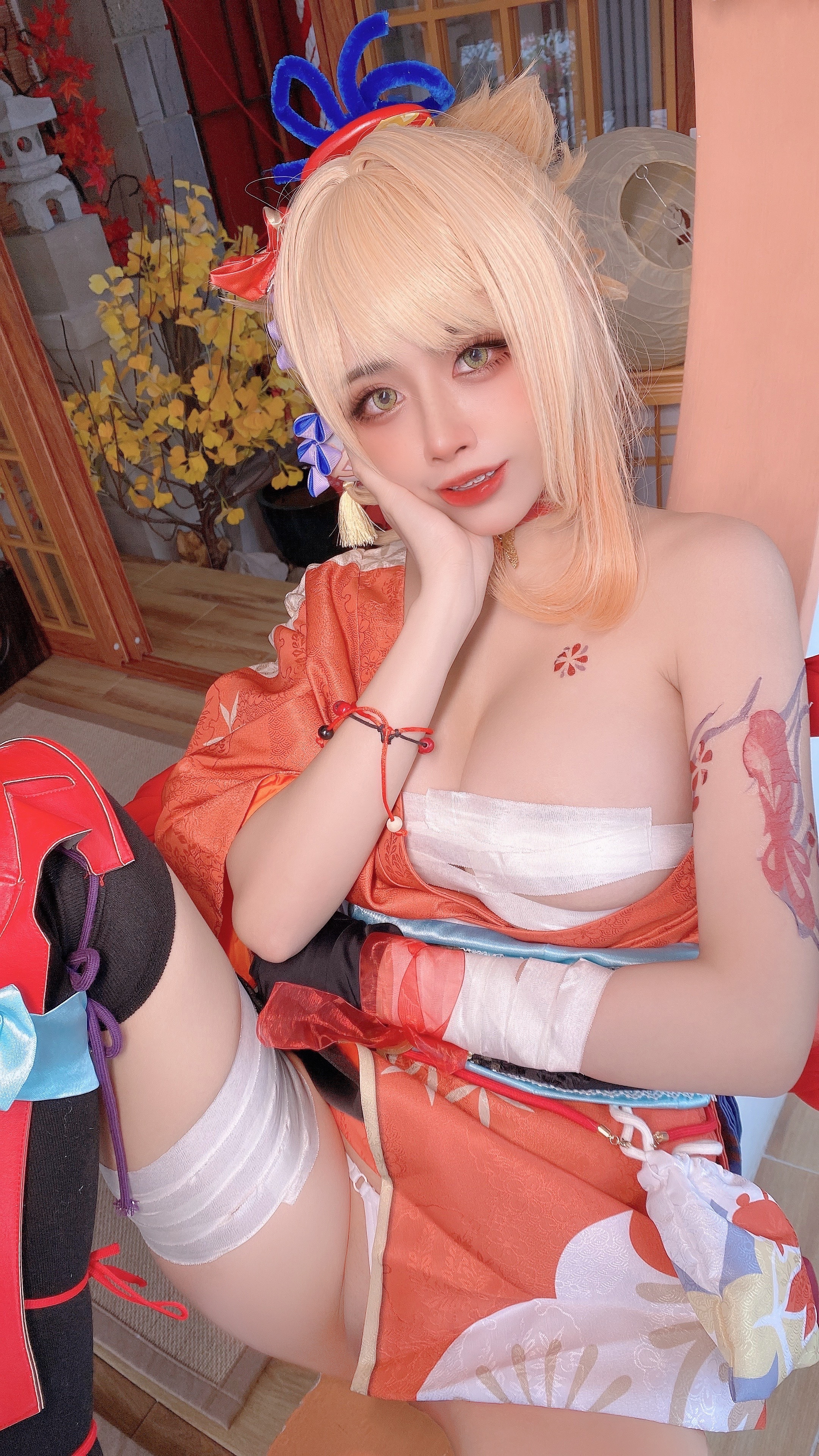 Sexy cosplay Yoimiya (Genshin Impact) by Byoru girl